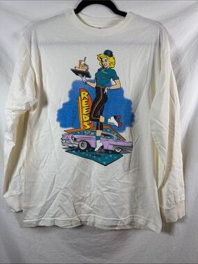 Alstyle Apparel & Activewear 80’s 90’s Diner Girl Long Sleeve Graphic Tee Medium